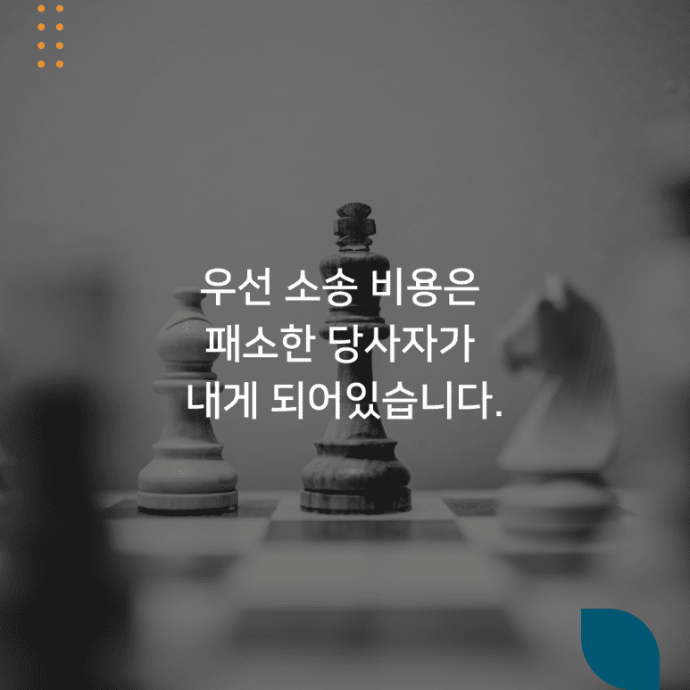 우선 소송 비용은 패소한 당사자가 내게 되어있습니다.