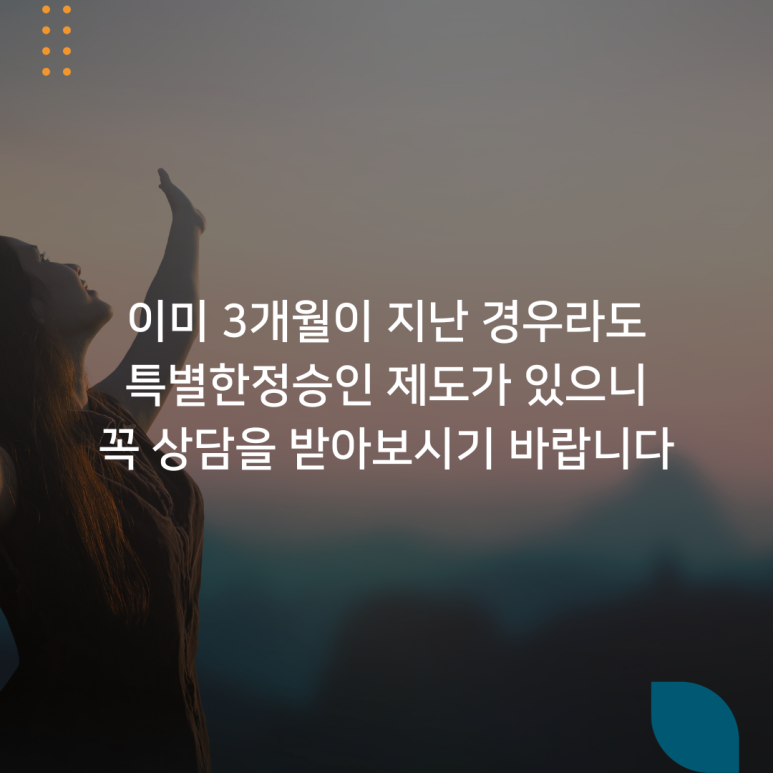 이미 3개월이 지난 경우라도 특별한정승인 제도가 있으니 꼭 상담을 받아보시기 바랍니다.