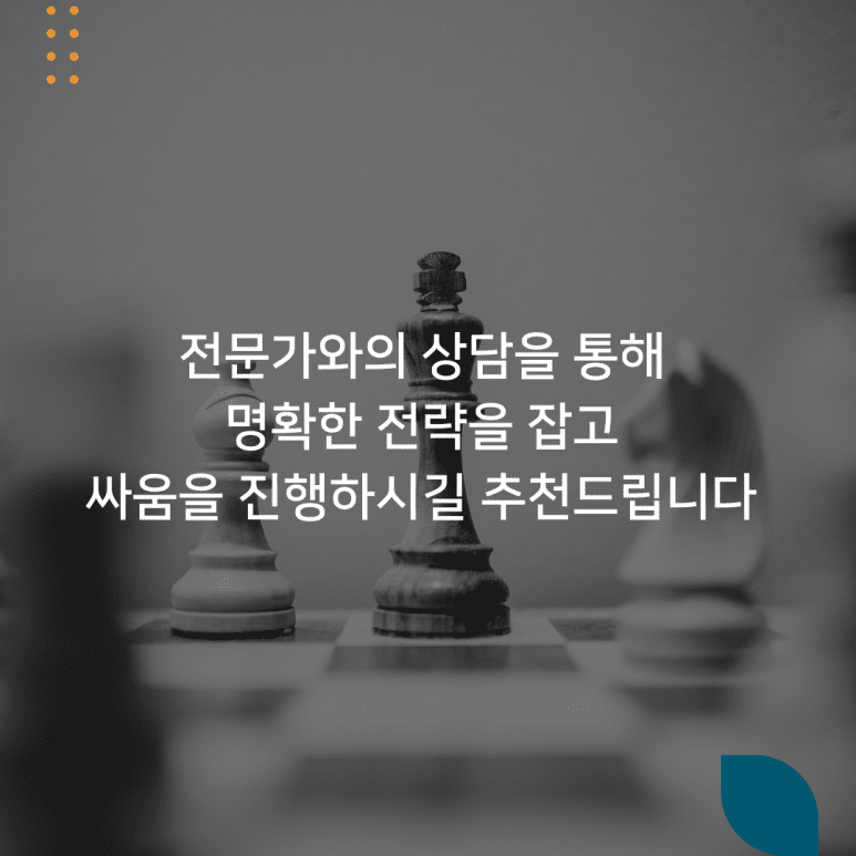 전문가와의 상담을 통해 명확한 전략을 잡고 싸움을 진행하시길 추천드립니다.